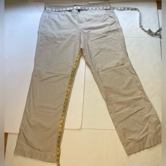 Gap brown and cream pinstriped cotton pants straight leg size 14 - Picture 6 of 11